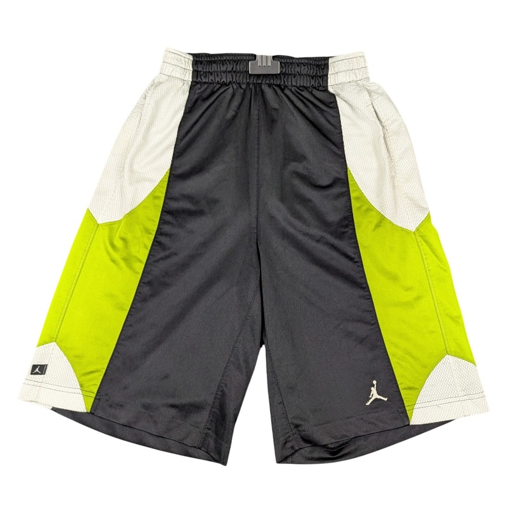 Jordan Basketball Shorts Mens Medium Black Lime Green Mesh Athletic Jumpman